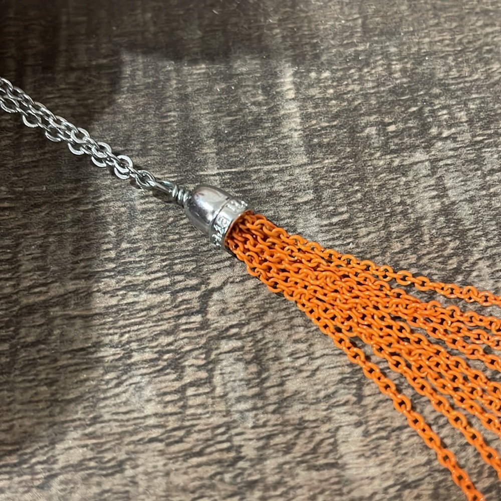Lia Sophia orange chain dangle necklace - Picture 5 of 6